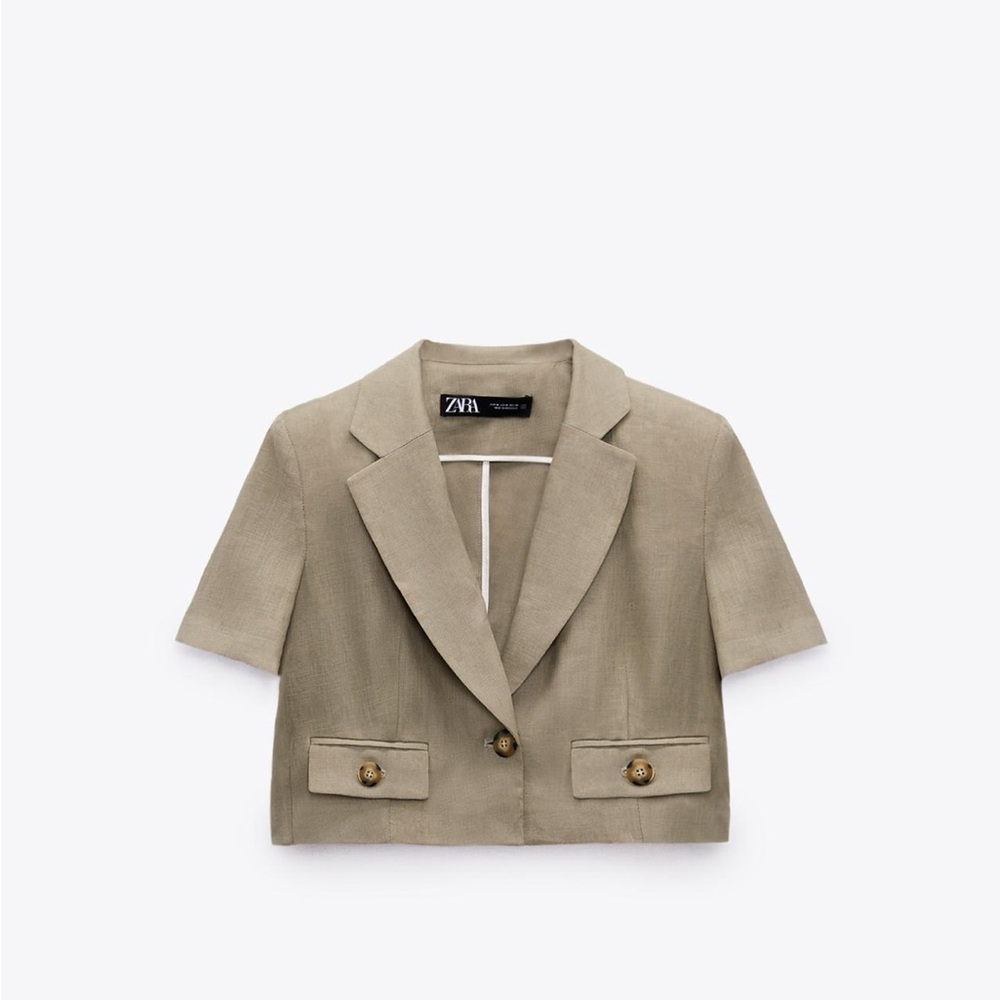 Zara Cropped linen Blazer